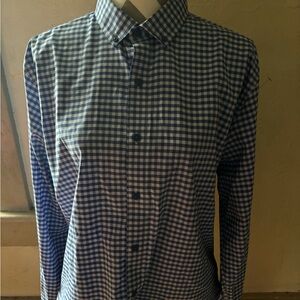 Twillory Untuckable Blue and White Checkered Button-Up Shirt (lg)